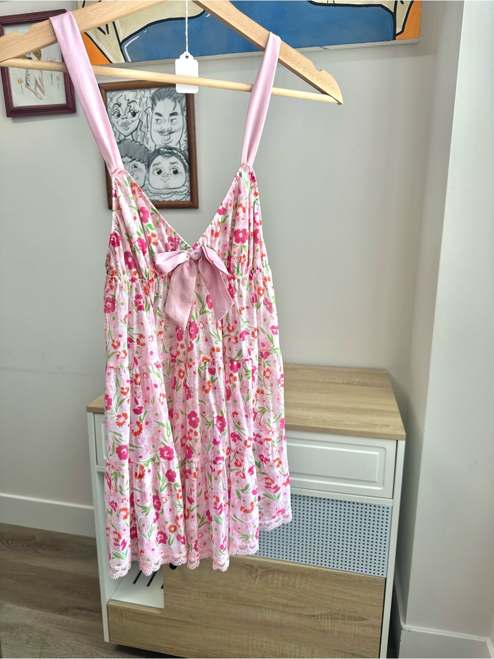 Victoria's Secret Pink Floral Lace Chemise with Satin Bow